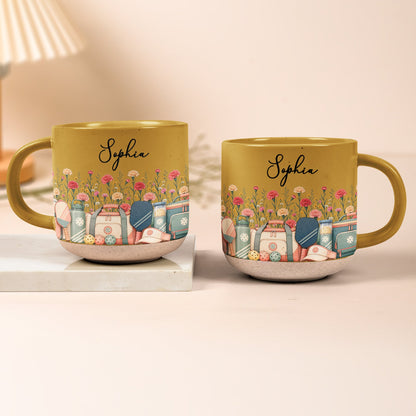 Custom Birth Flower & Name Pottery Mug - Gift For Pickleball Lovers - Personalized Mug