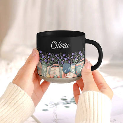 Custom Birth Flower & Name Pottery Mug - Gift For Pickleball Lovers - Personalized Mug